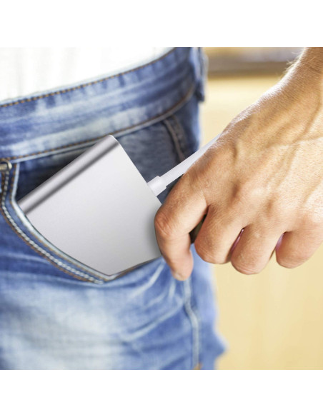 Adaptador USB C a HDMI Battony 4K 3 en 1 Plata Adaptador USB C a HDMI Battony 4K 3 en 1 Plata