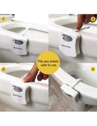 Luz Nocturna para Inodoro Aanrasey LED 8 Colores Sensor Movimiento