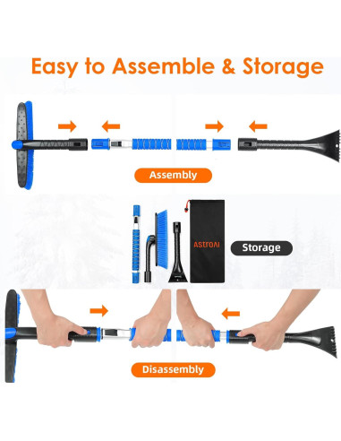 Raspador de Nieve Extensible AstroAI 120 cm con Cabezal Pivotante
