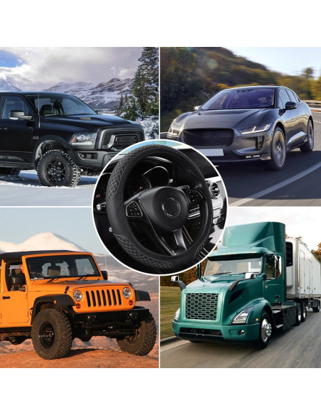 Cubierta de Volante de Coche Zpana 36.83-38.1 cm Cuero Negro