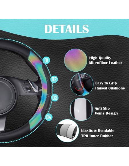 Cubierta de Volante de Cuero Microfibra CAR PASS 37-39 cm Antideslizante