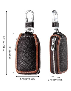 Funda de Llave de Coche Frienda 2 Piezas Cuero Marrón 2