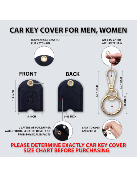 Funda de Llaves de Cuero PU Anhbkar - Pequeña Negra 4.8x3.8 cm