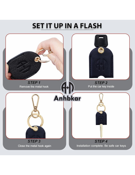 Funda de Llaves de Cuero PU Anhbkar - Pequeña Negra 4.8x3.8 cm