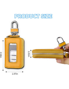 Funda de Llave de Coche Wuyaoyao de Cuero Genuino Amarillo 2