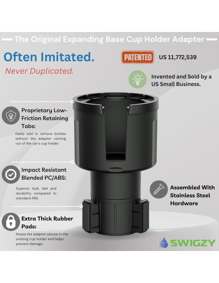 Expansor de Soporte para Taza de Auto Swigzy Negro Ajustable