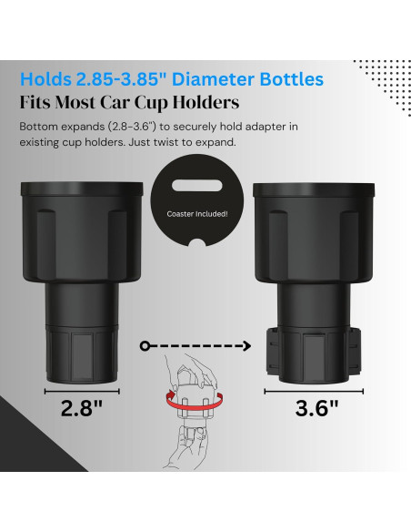 Expansor de Soporte para Taza de Auto Swigzy Negro Ajustable