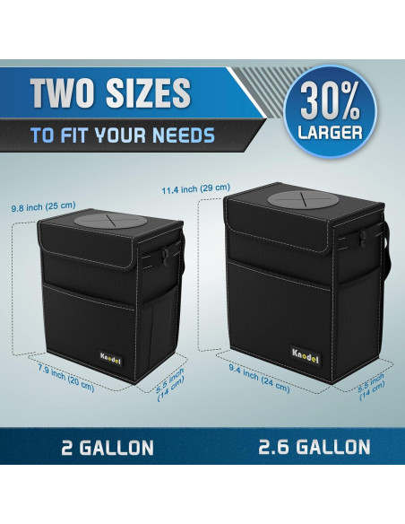 Basurero de Coche K KNODEL 2 Galones Impermeable Negro