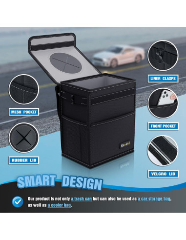 Basurero de Coche K KNODEL 2 Galones Impermeable Negro