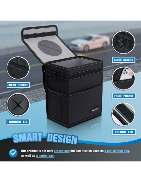 Basurero de Coche K KNODEL 2 Galones Impermeable Negro