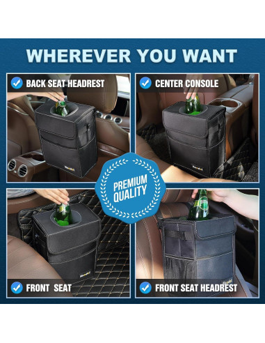 Basurero de Coche K KNODEL 2 Galones Impermeable Negro