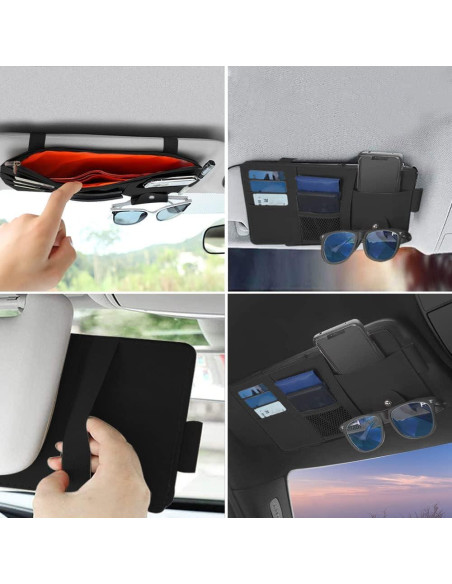 Organizador de Visera de Sol DWARFOO Negro con Múltiples Bolsillos