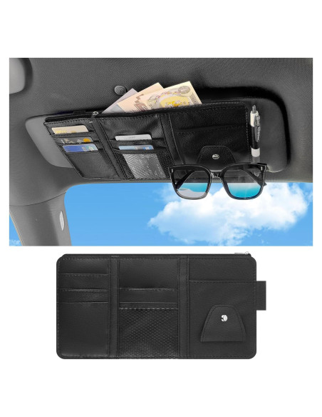 Organizador de Visera de Coche OFBAND en Cuero Sintético Negro