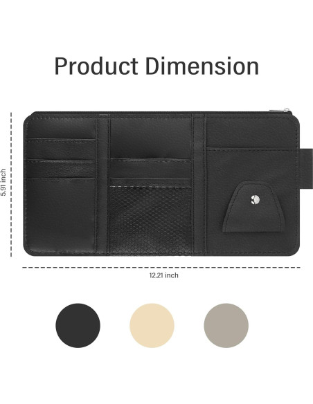 Organizador de Visera de Coche OFBAND en Cuero Sintético Negro