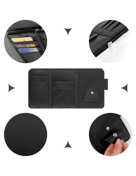 Organizador de Visera de Coche OFBAND en Cuero Sintético Negro