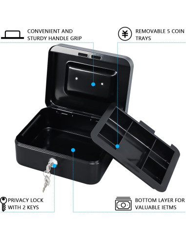 Caja de Dinero Mediana KYODOLED con Llave 20x16x9cm Negra