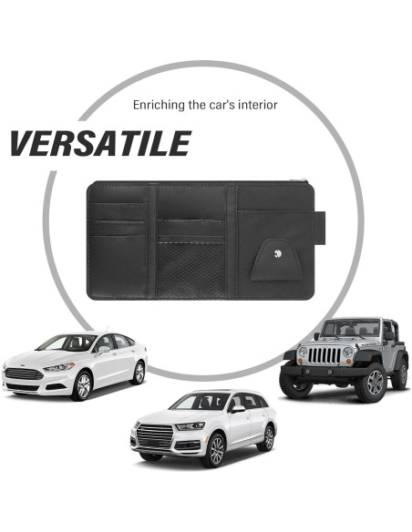 Organizador de Visera de Coche OFBAND en Cuero Sintético Negro