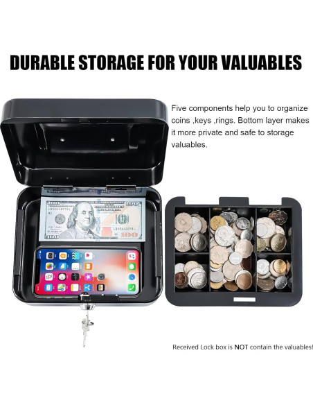 Caja de Dinero Mediana KYODOLED con Llave 20x16x9cm Negra