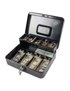 Caja de Dinero KYODOLED con Cerradura de Llave 30x24x9 cm Negra