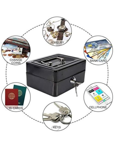 Caja de Dinero Mediana xydled de Acero con Cerradura Llave 20x16x9cm