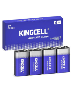 Baterías KINGCELL 9V Paquete de 4 Alcalinas de Alto Rendimiento