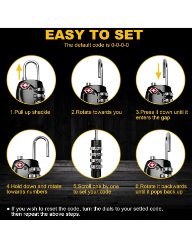 2 Candados de Combinación Aprobados por TSA LAFENLIN