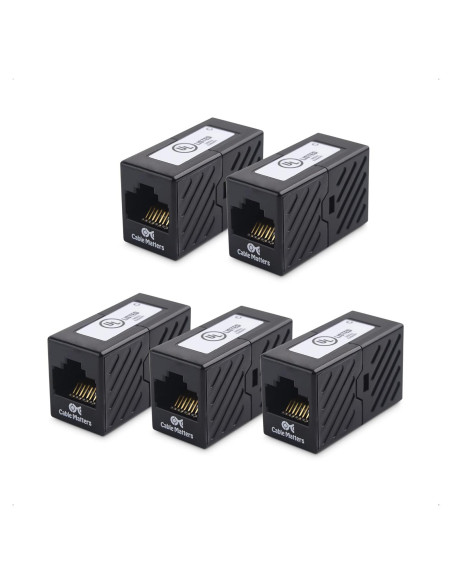 Acopladores Ethernet Cat 6 Cable Matters - Paquete de 5, Negro