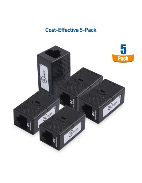 Acopladores Ethernet Cat 6 Cable Matters - Paquete de 5, Negro