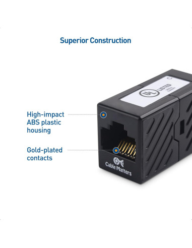 Acopladores Ethernet Cat 6 Cable Matters - Paquete de 5, Negro