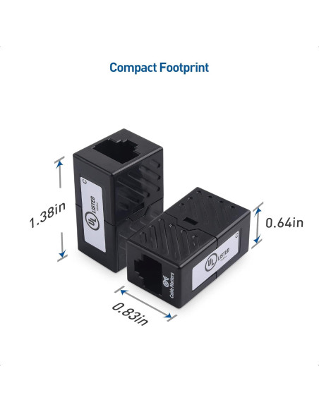 Acopladores Ethernet Cat 6 Cable Matters - Paquete de 5, Negro