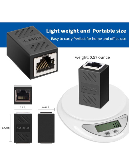 Acoplador Ethernet RJ45 Hembra a Hembra Cat7/Cat6/Cat5e - Paquete de 8