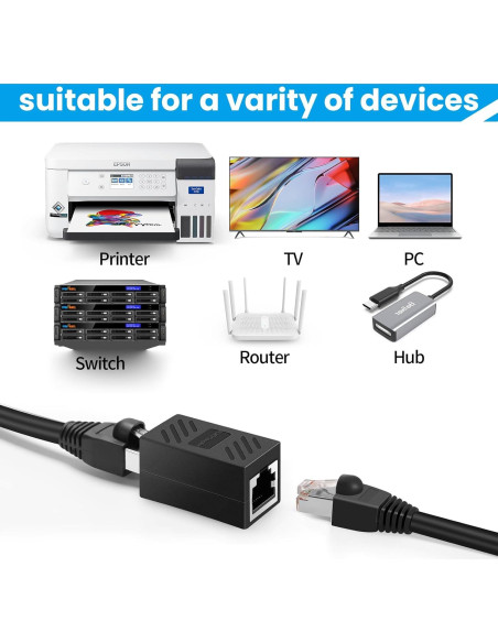 Acoplador Ethernet RJ45 Hembra a Hembra Cat7/Cat6/Cat5e - Paquete de 8