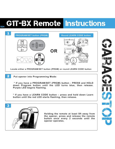 Control Remoto de Puerta de Garaje Garage Stop G1T-BX 1 Botón