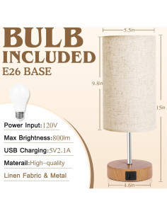 Lámpara de Mesa Táctil UNIFUN con Carga USB y 4 Brillos 2