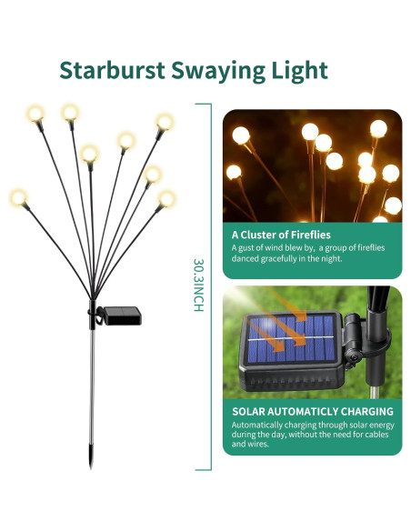 Luces Solares para Jardín VIGNUTO 4 Paquetes 32 LEDs IP65