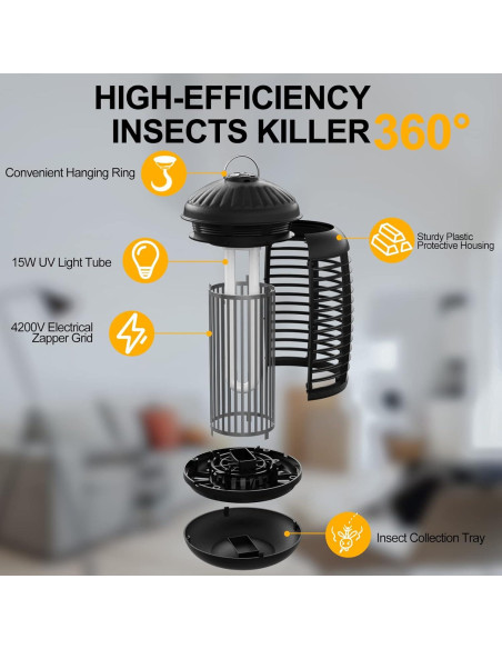 Zapper de Insectos Eléctrico VANELC 4200V Impermeable 1 Cuenta