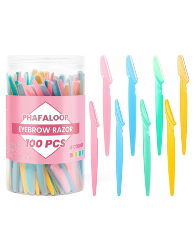100 Cuchillas de Cejas Phafaloop con Cubierta Protectora