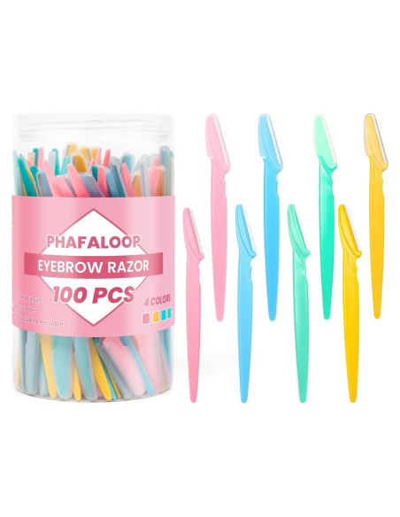 100 Cuchillas de Cejas Phafaloop con Cubierta Protectora