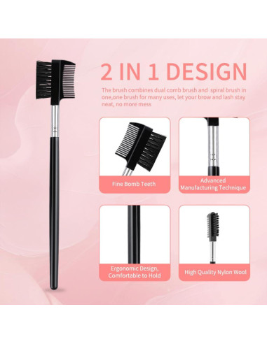 4 Piezas Cepillo y Peine de Cejas y Pestañas Yoizyfree