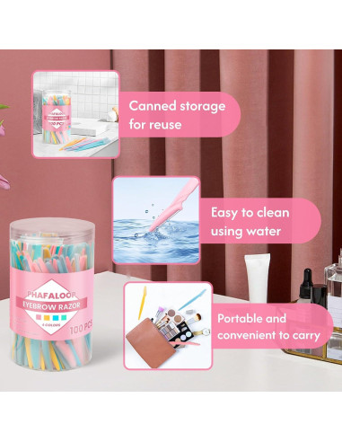100 Cuchillas de Cejas Phafaloop con Cubierta Protectora