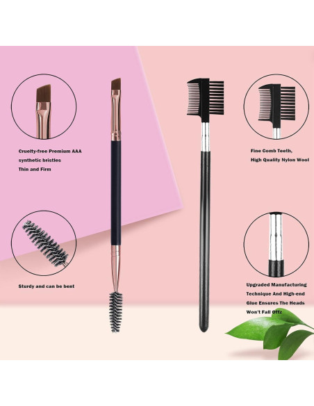Conjunto de Cepillos de Cejas y Pestañas LJX - Angulado y Spoolie