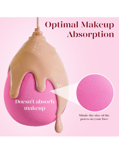 BEAKEY Juego de 6 Esponjas de Maquillaje Sin Látex Rosa