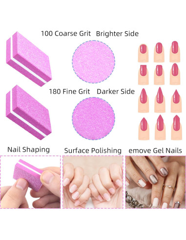 50 Esponjas Pulidoras para Uñas TKYZMS 100/180 Grit Doble Cara