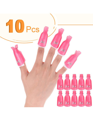 10 Clips de Capuchón para Remoción de Esmalte Samnyte - Rosa