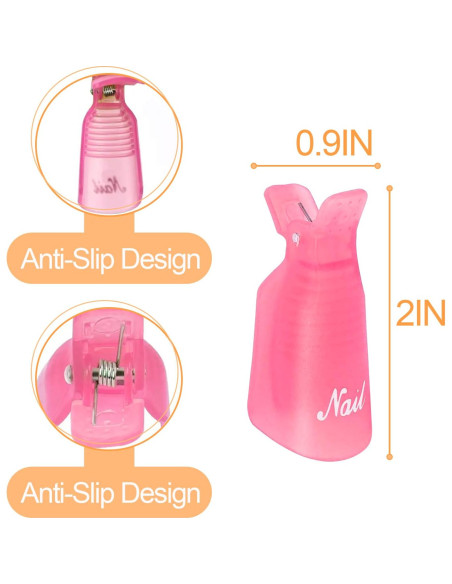 10 Clips de Capuchón para Remoción de Esmalte Samnyte - Rosa