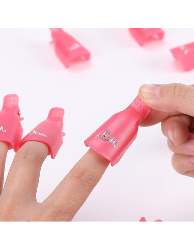 10 Clips de Capuchón para Remoción de Esmalte Samnyte - Rosa