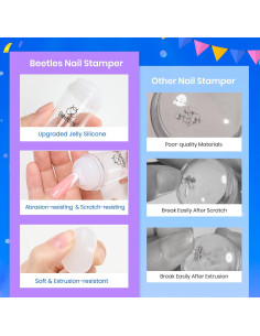 Beetles Sello de Uñas 4Pcs Punta Francesa con Raspadores 2
