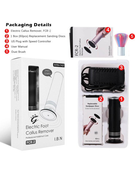 Removedor de Callos Eléctrico I.B.N FCR-2 1200RPM Ajustable Removedor de Callos Eléctrico I.B.N FCR-2 1200RPM Ajustable