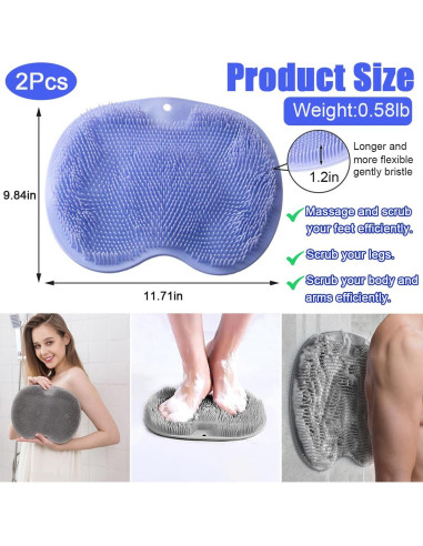Alfombrilla de Exfoliación para Pies y Espalda DECKALY Gris y Púrpura