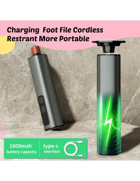 Removedor de Callos Eléctrico Dongguan FR10, 9 Velocidades, Carga Tipo-C Removedor de Callos Eléctrico Dongguan FR10, 9 Velocidades, Carga Tipo-C